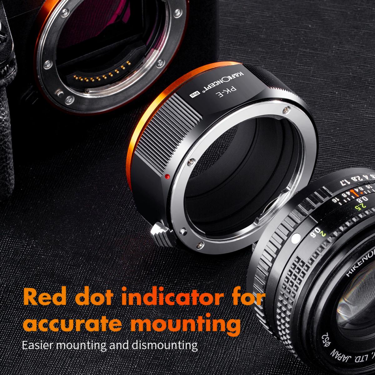 KF Concept PK-E PRO Pentax K bajonett adapter - Sony E vázakra (KF06.445)-5