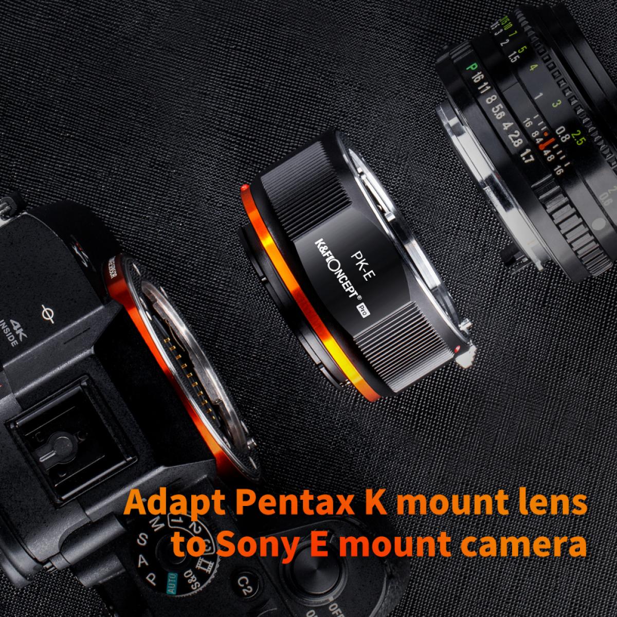 KF Concept PK-E PRO Pentax K bajonett adapter - Sony E vázakra (KF06.445)-7