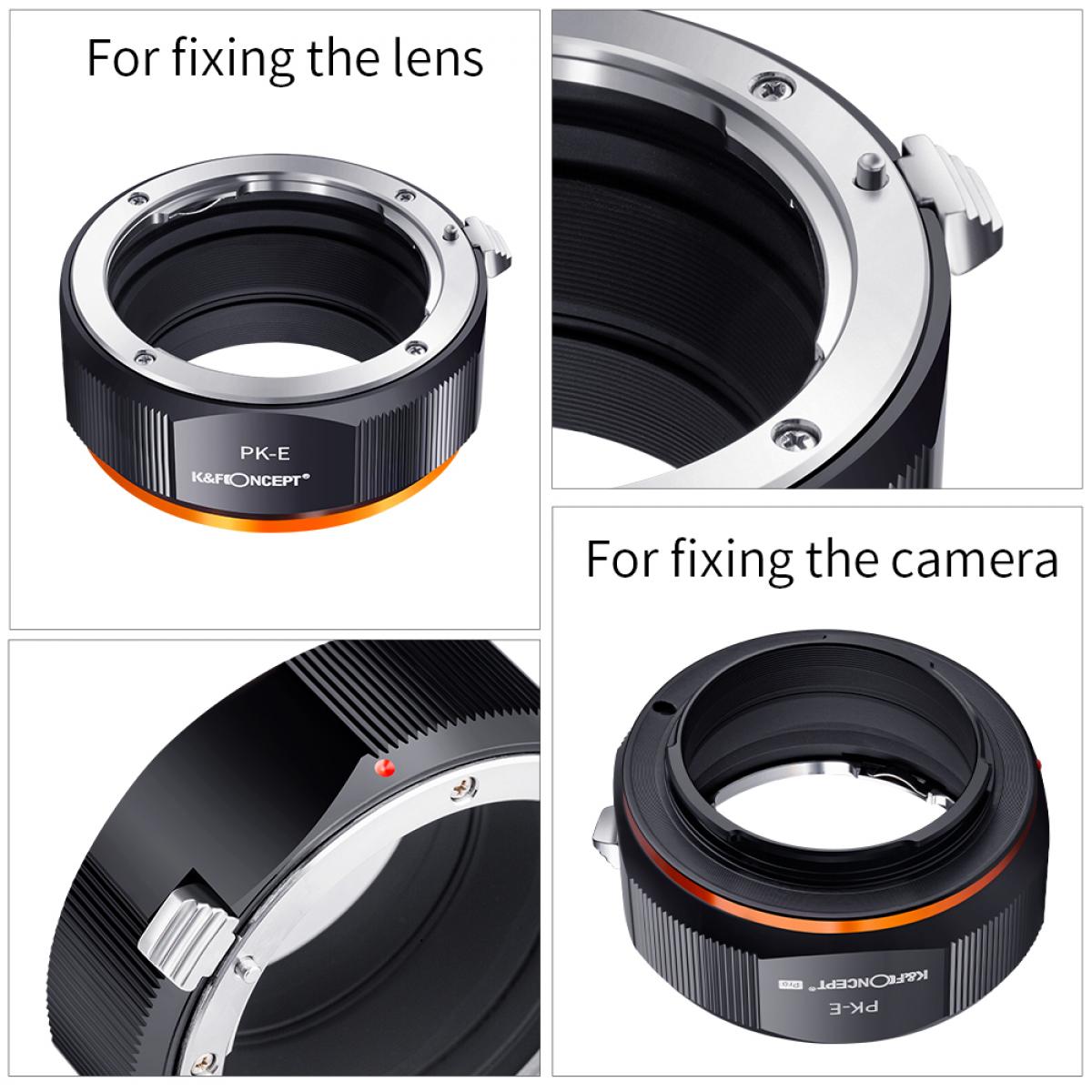 KF Concept PK-E PRO Pentax K bajonett adapter - Sony E vázakra (KF06.445)-2