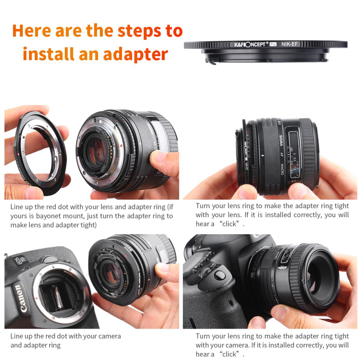 KF Concept NIK-EF PRO Nikon F bajonett adapter - Canon EF vázakra (KF06.448)-2