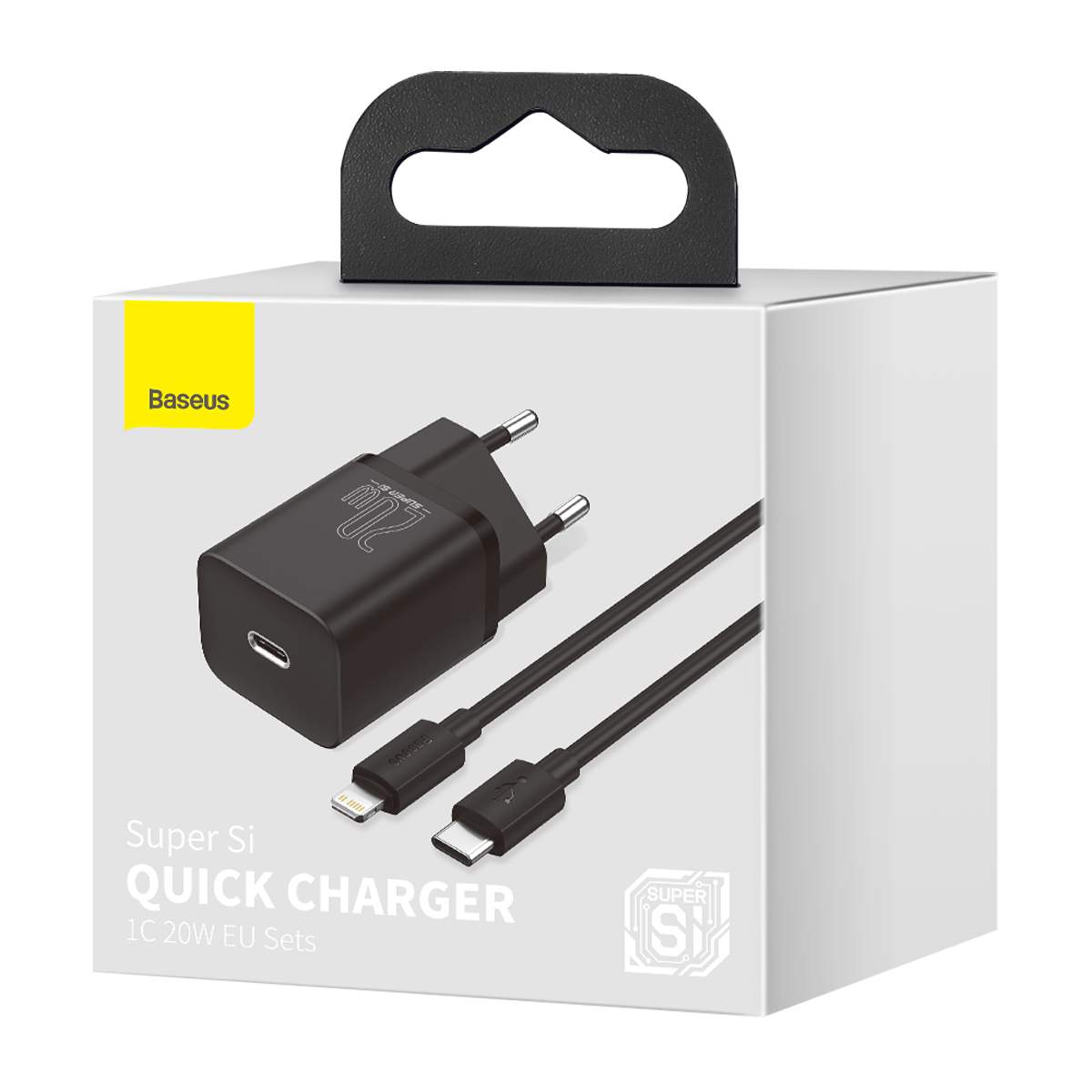 Baseus Super Si Hálózati töltő adapter QC + USB Type-C - Lightning 1m kábel 20W fekete (TZCCSUP-B01)-1