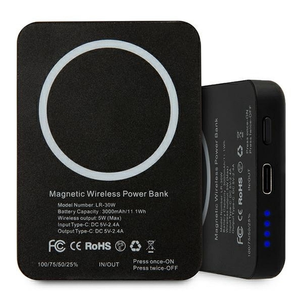 Karl Lagerfeld KLPBMSOIBK Powerbank 3000mAh MagSafe kompatibilis fekete-3