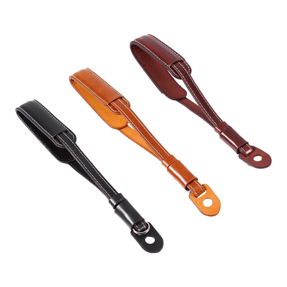 Fényképezőgép csuklópánt PU bőr 19cm univerzális világosbarna-1