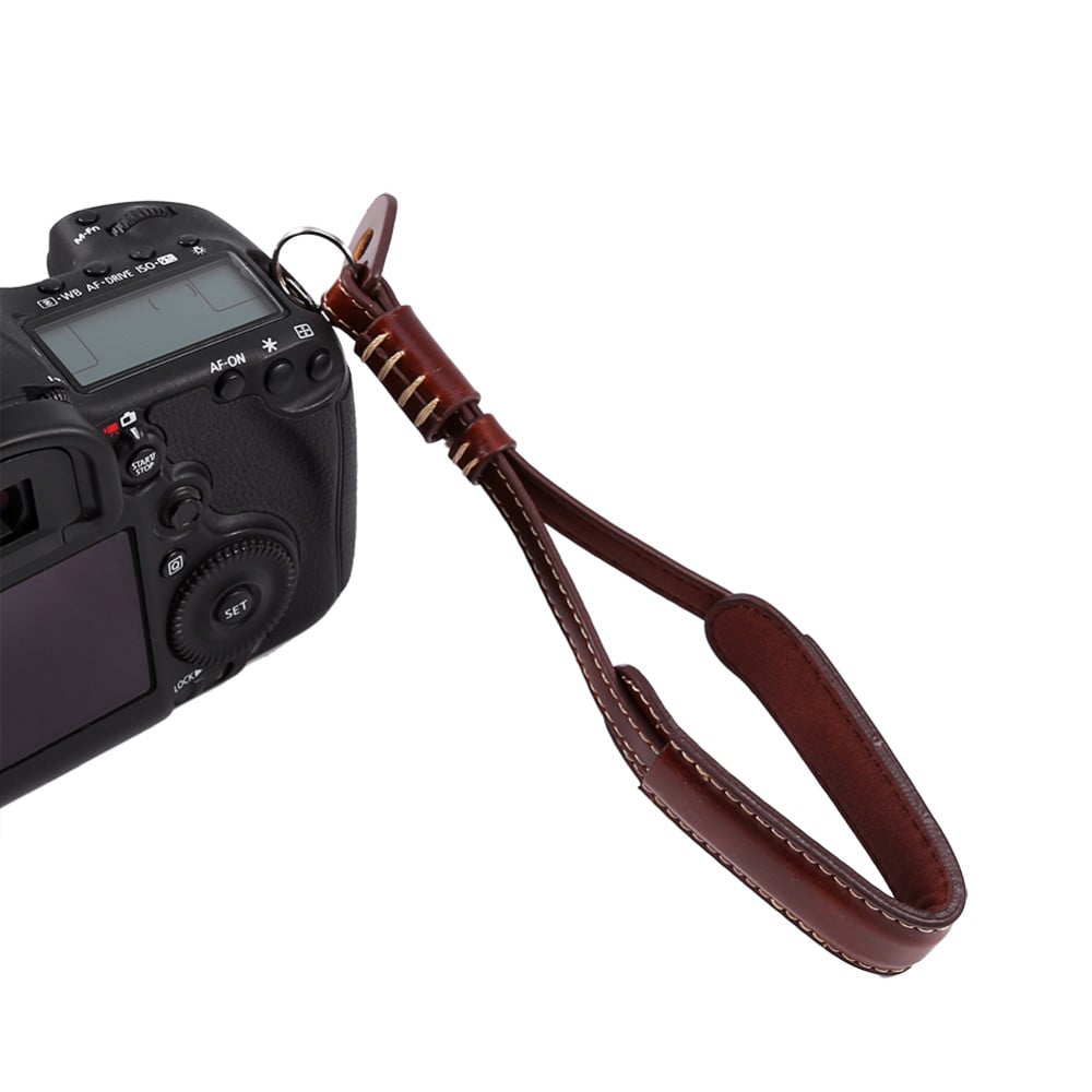 Fényképezőgép csuklópánt PU bőr 19cm univerzális világosbarna-3