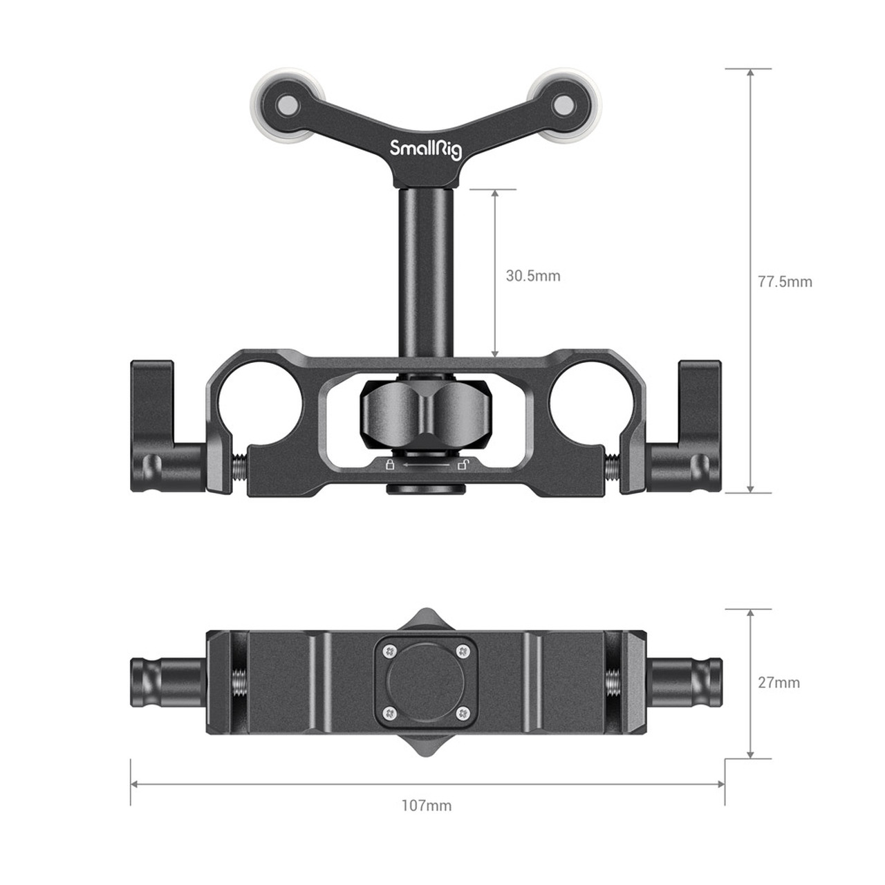 SmallRig univerzális 15mm LWS rúdra szerelhető objektívtámasz, rod mount lens support (2727)-7