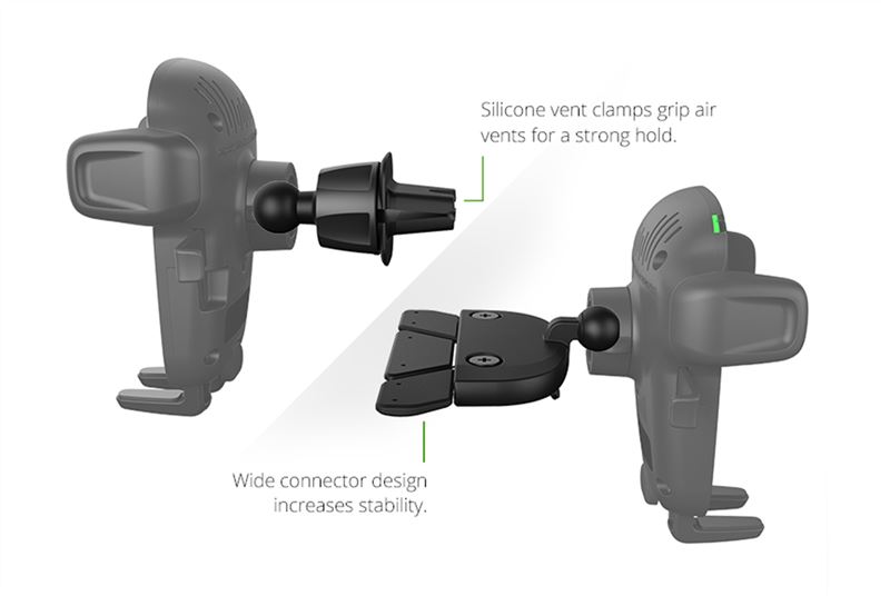 iOttie Easy One Touch Wireless 2 Szellőzőre vagy CD meghajtóba helyezhető telefontartó és Qi vezeték nélküli töltő-1