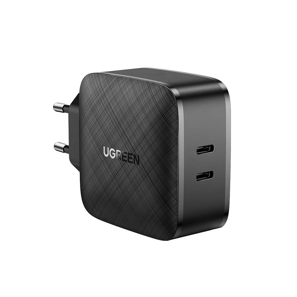 Ugreen CD216 Hálózati gyorstöltő adapter 2xUSB Type-C 66W PD fekete-0