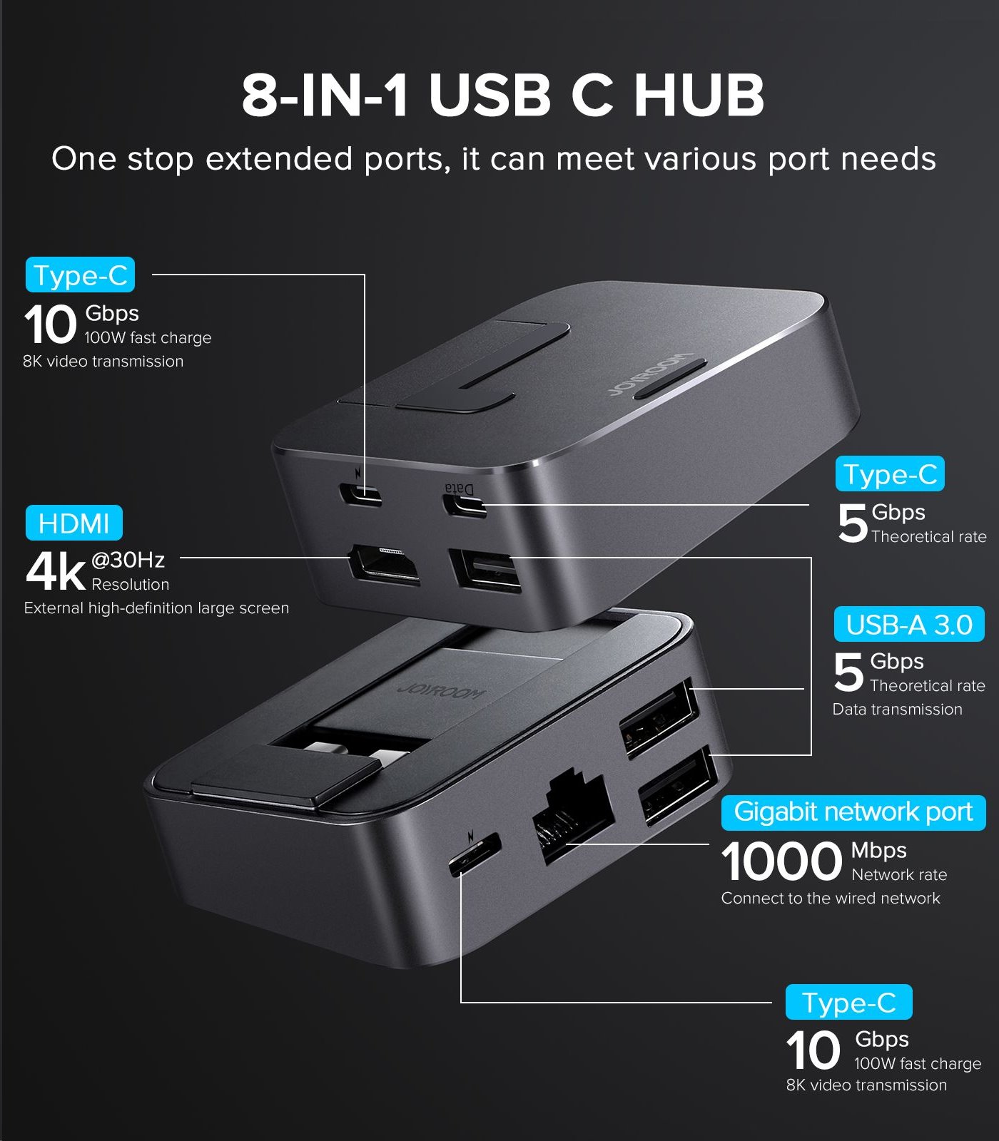Joyroom S-H121 J-Cube MacBook dokkoló állomás space gray-2