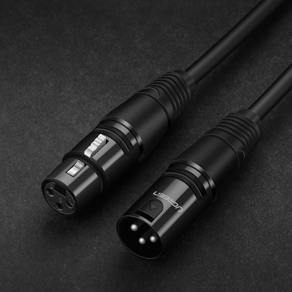 Ugreen mikrofon hosszabbító, toldó kábel XLR (aljzat) - XLR (aljzat) 10m fekete (AV130)-9