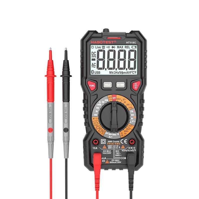 Habotest HT118C digitális multiméter zseblámpával, True RMS, NCV, akkumulátor tesztelés-0