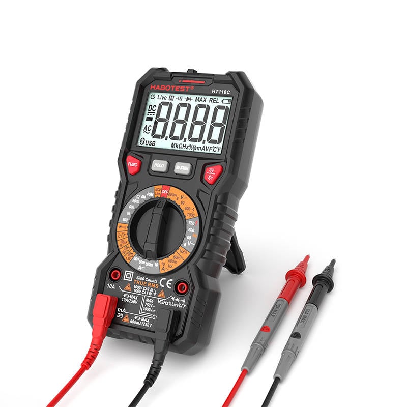Habotest HT118C digitális multiméter zseblámpával, True RMS, NCV, akkumulátor tesztelés-6