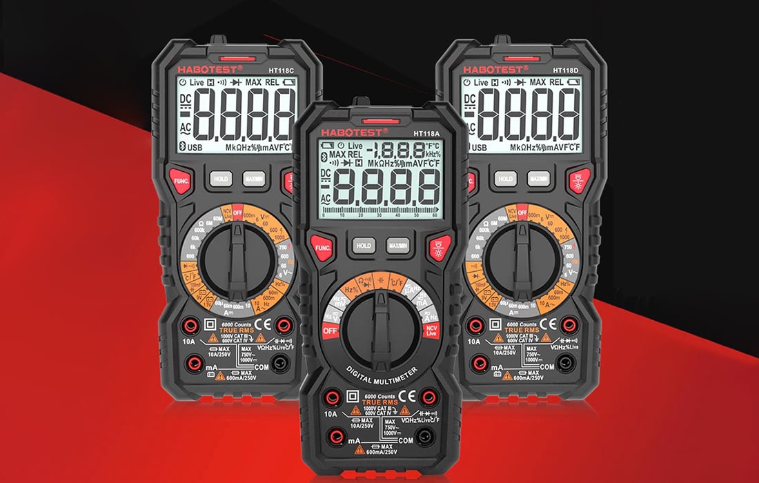 Habotest HT118C digitális multiméter zseblámpával, True RMS, NCV, akkumulátor tesztelés-5