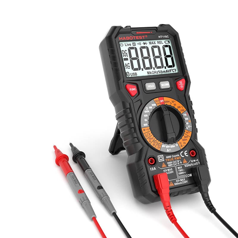 Habotest HT118C digitális multiméter zseblámpával, True RMS, NCV, akkumulátor tesztelés-4