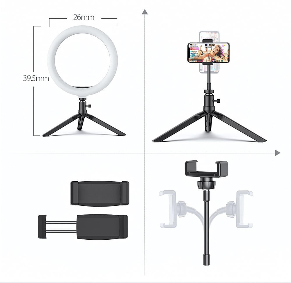 Blitzwolf 25cm RGB asztali LED körfény, körlámpa, ringlight telefontartóval (BW-SL5)-3