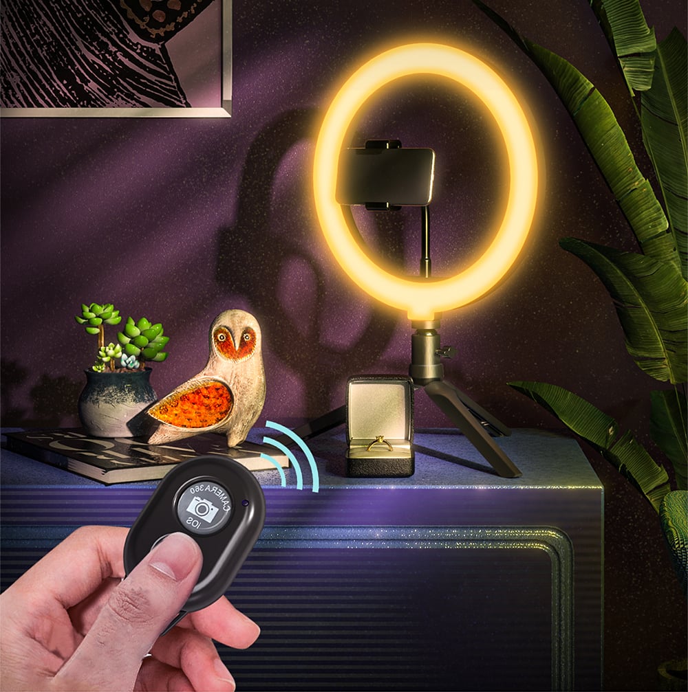 Blitzwolf 25cm RGB asztali LED körfény, körlámpa, ringlight telefontartóval (BW-SL5)-7