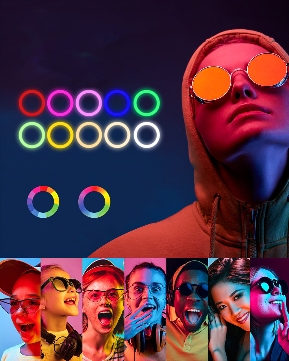 Blitzwolf 25cm RGB asztali LED körfény, körlámpa, ringlight telefontartóval (BW-SL5)-2