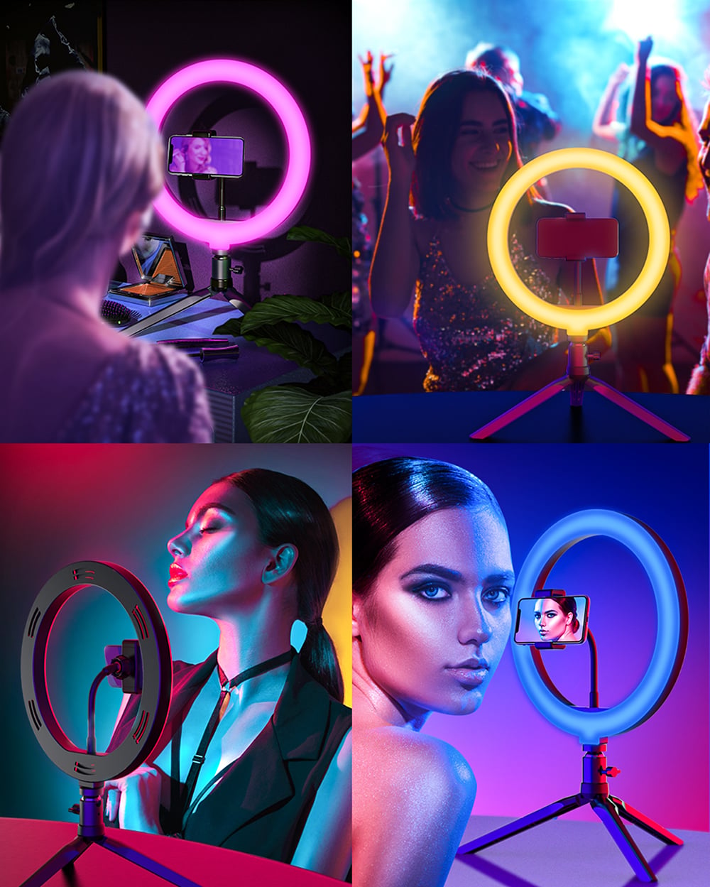 Blitzwolf 25cm RGB asztali LED körfény, körlámpa, ringlight telefontartóval (BW-SL5)-6