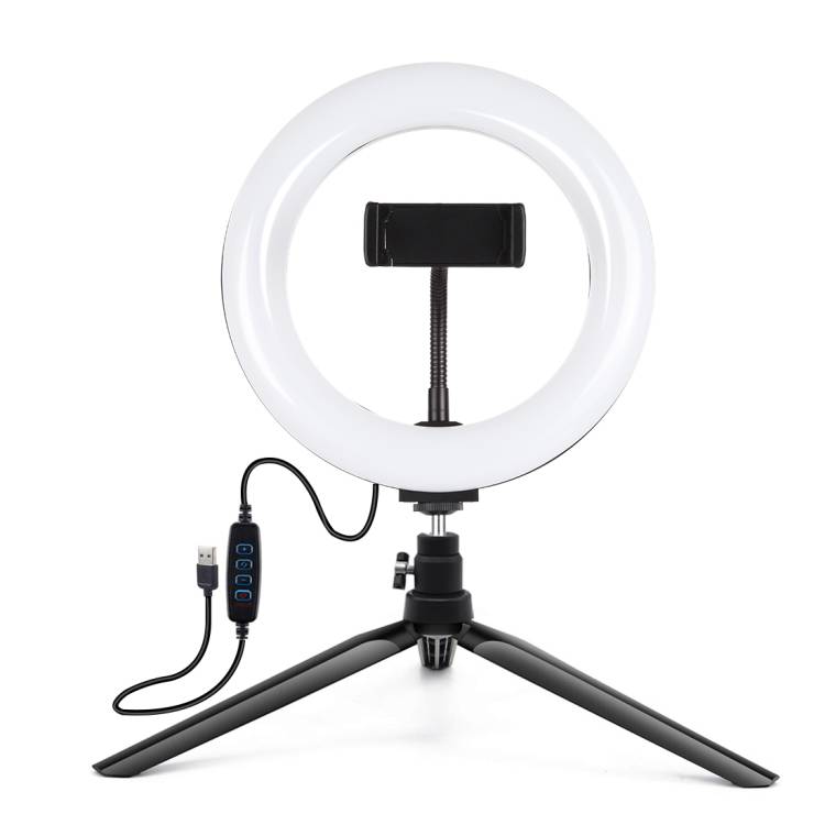 PULUZ 20cm LED körfény, körlámpa, ringlight asztali állvánnyal, telefontartóval (PKT3073B)-1