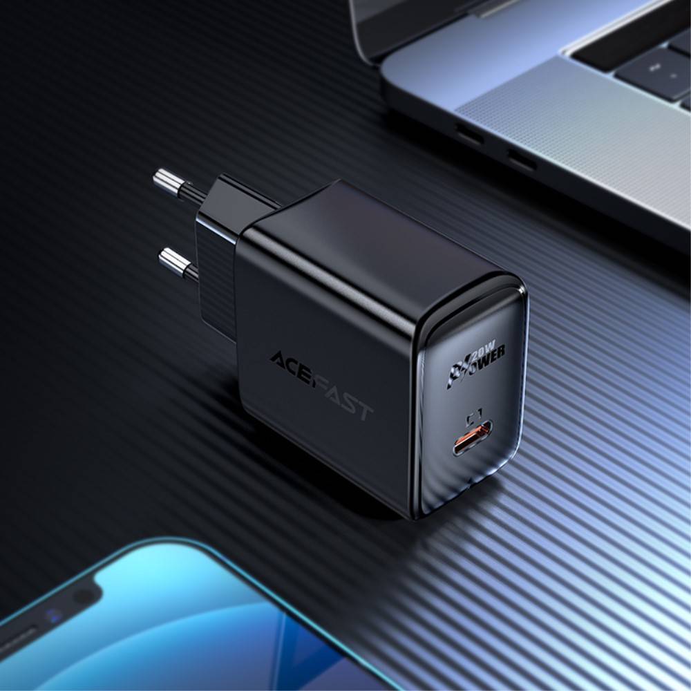 Acefast Fali hálózati töltő USB Type-C PD 20W 2,4A fekete-5
