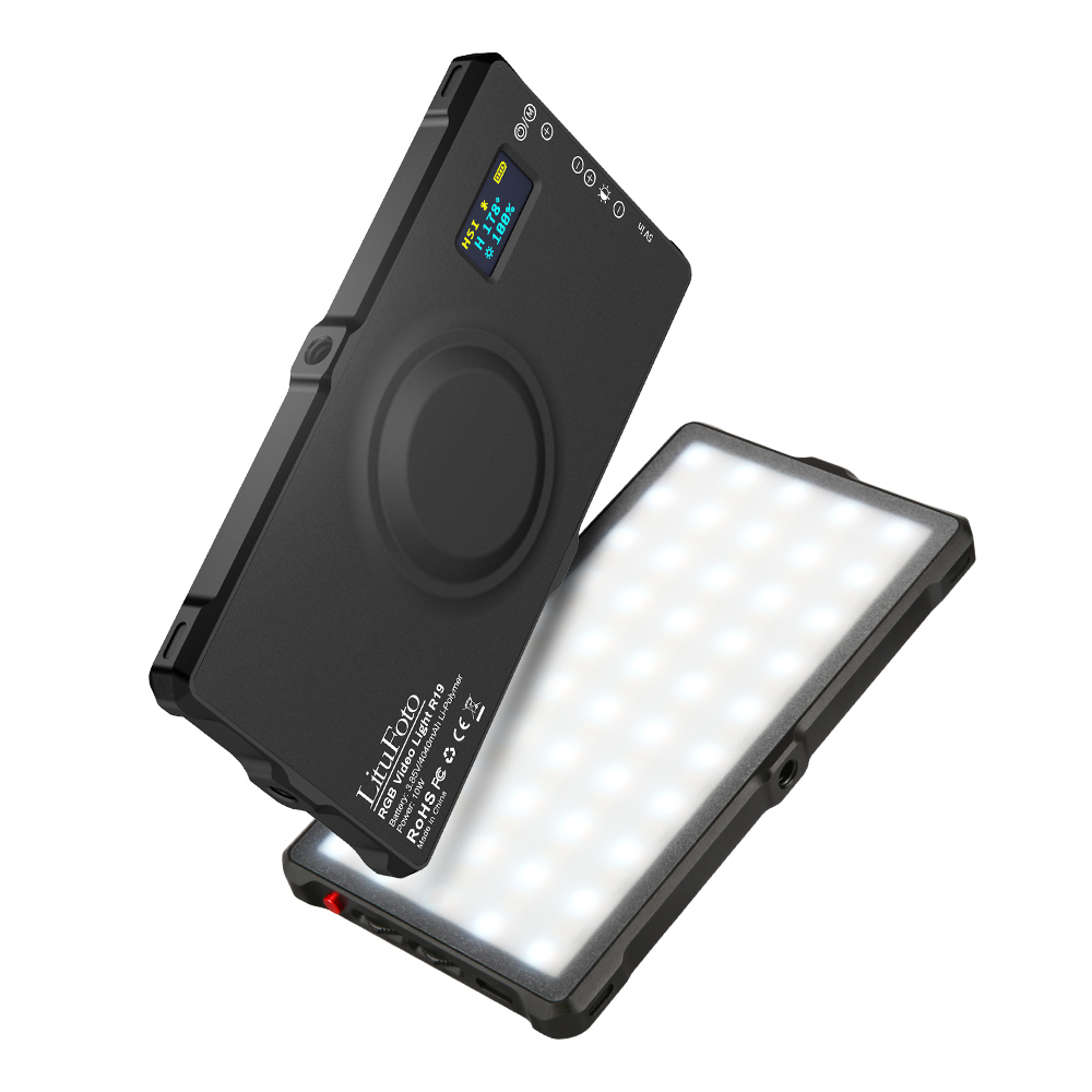 LituFoto R19 RGB LED lámpa, világítás beépített akkumulátorral-0