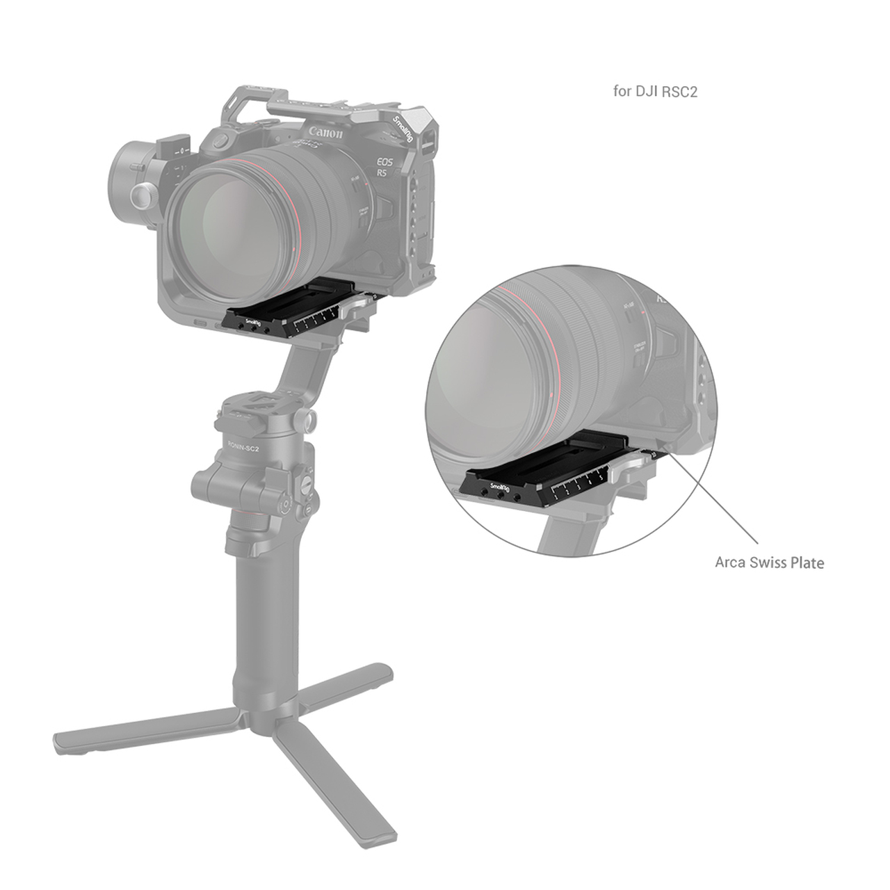 SmallRig Quick Release Plate with Arca-Swiss, gyorscseretalp DJI RS 2/RSC 2/Ronin-S gimbalokhoz (3061)-3