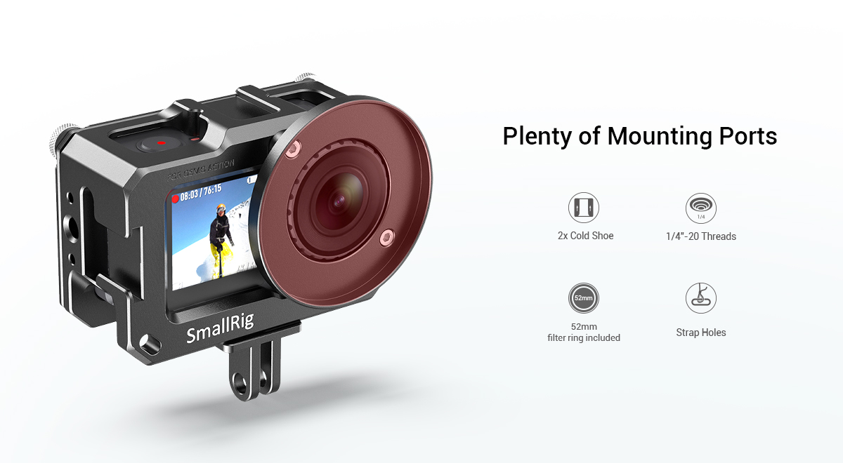 SmallRig Cage DJI Osmo Action akciókamerához (mikrofonadapterrel kompatibilis) (CVD2475)-1