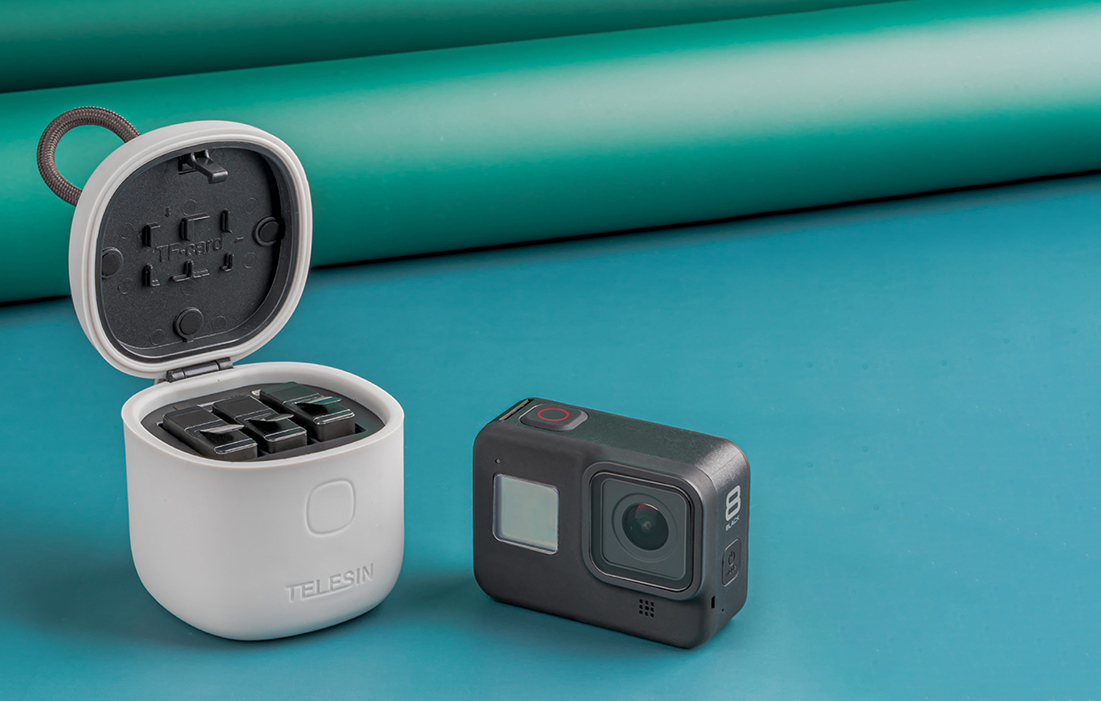 TELESIN 3 foglalatos vízálló Allin töltődoboz GoPro Hero 8 akciókamerához + 3 akkumulátor (GP-BNC-803)-7