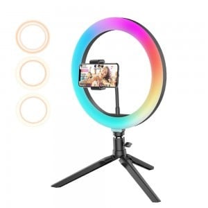 Blitzwolf 25cm RGB asztali LED körfény, körlámpa, ringlight telefontartóval (BW-SL5)