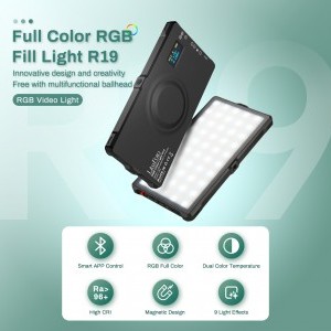 LituFoto R19 RGB LED lámpa, világítás beépített akkumulátorral