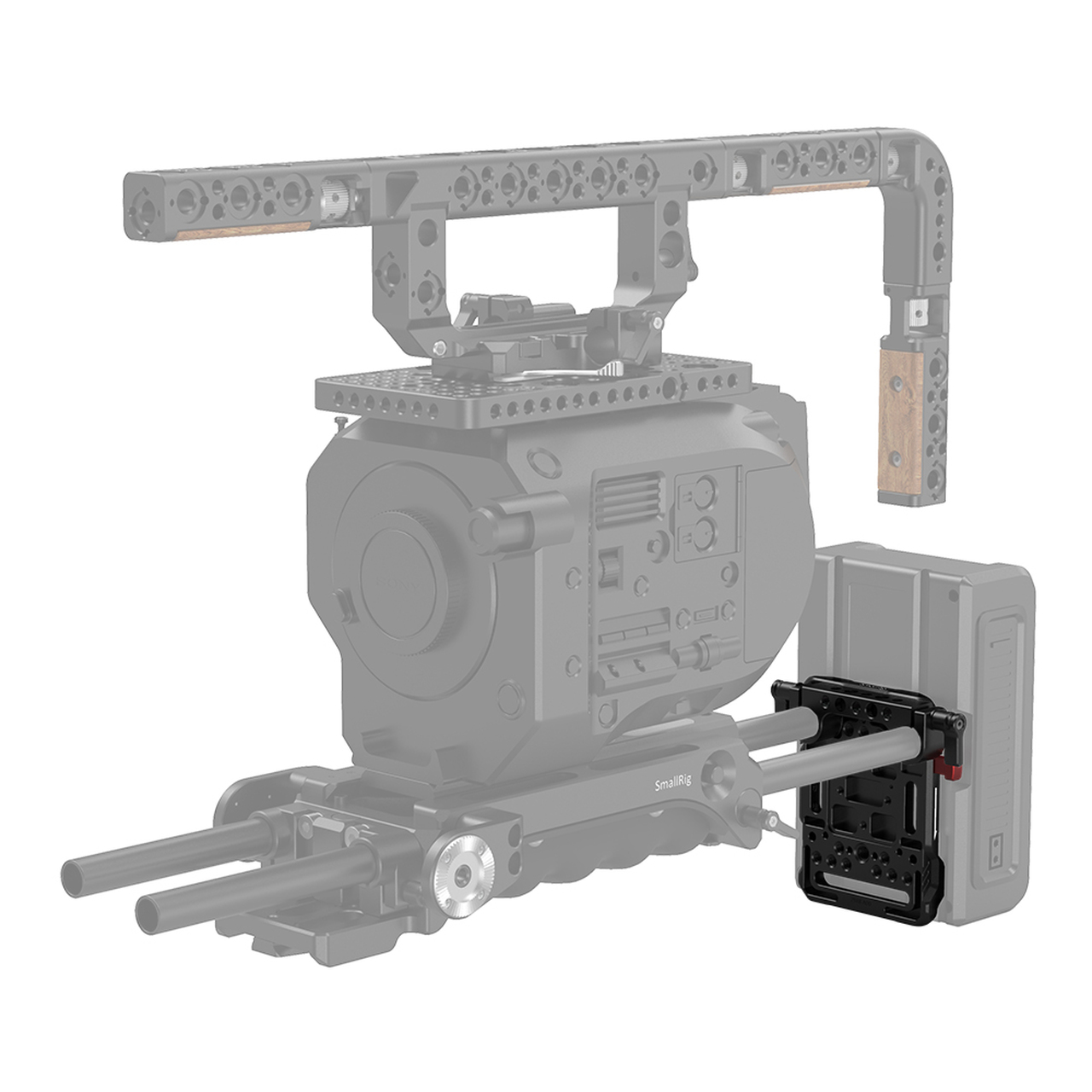 SmallRig V Mount Battery Plate, akkumulátor adapter Dual 15mm Rod Clamp, rúdbilincs csatlakozással (3016)-4