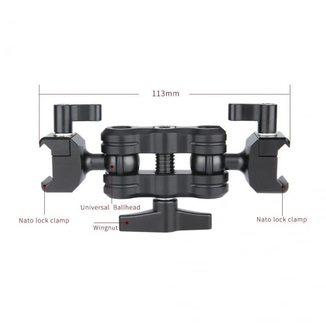 NICEYRIG Magic Arm dupla gömbfejjel Nato Clamp, bilincs csatlakozással (313)-6
