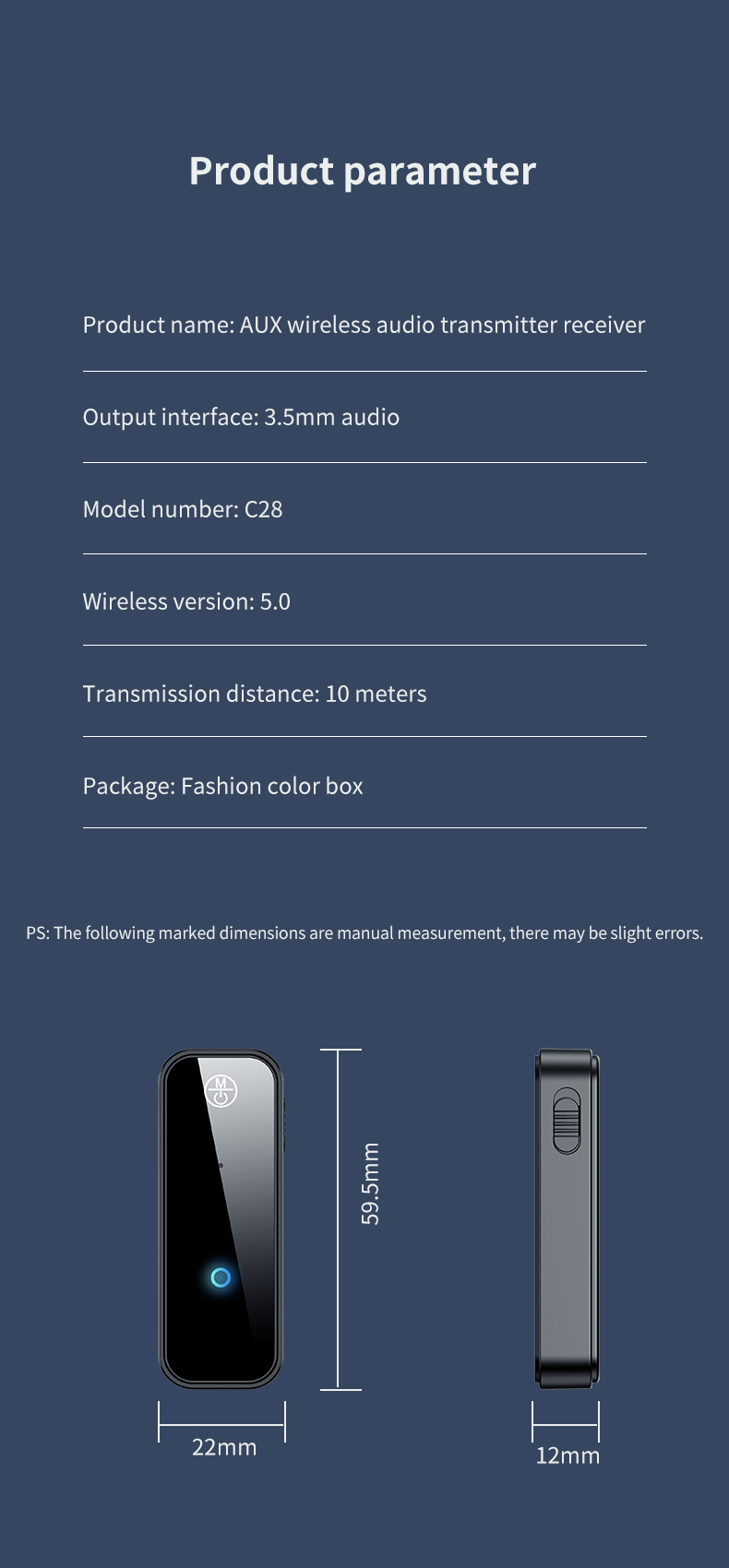 Bluetooth fogadó / feladó egység 2in1, AUX adapter 3.5mm jack csatlakozóval, transmitter (C28)-3
