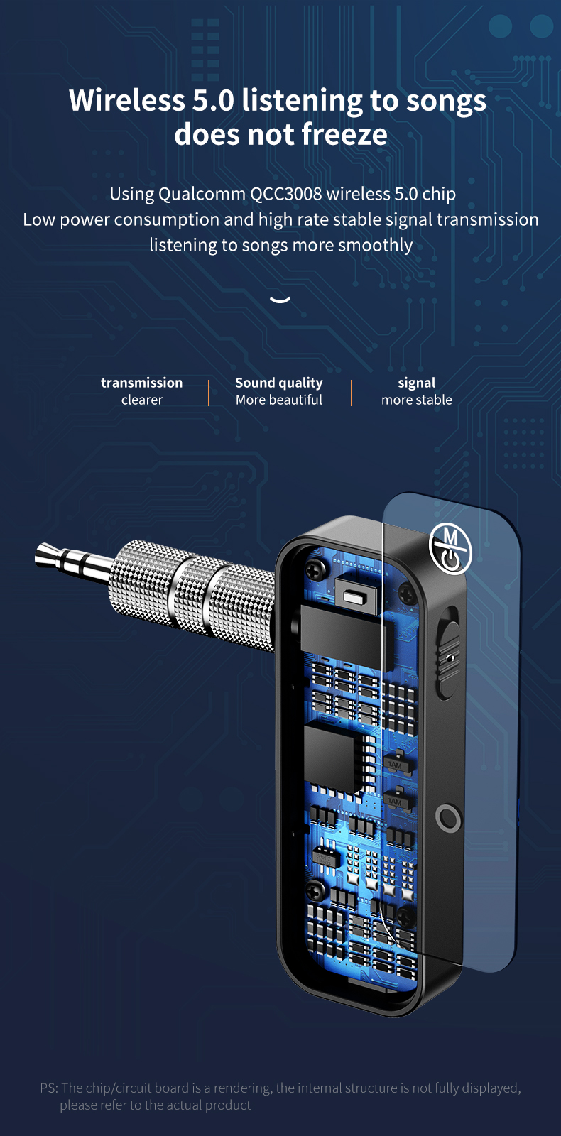 Bluetooth fogadó / feladó egység 2in1, AUX adapter 3.5mm jack csatlakozóval, transmitter (C28)-13