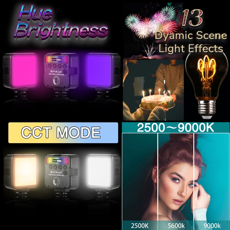 PULUZ mini RGB LED lámpa, videólámpa (PU560B)-5