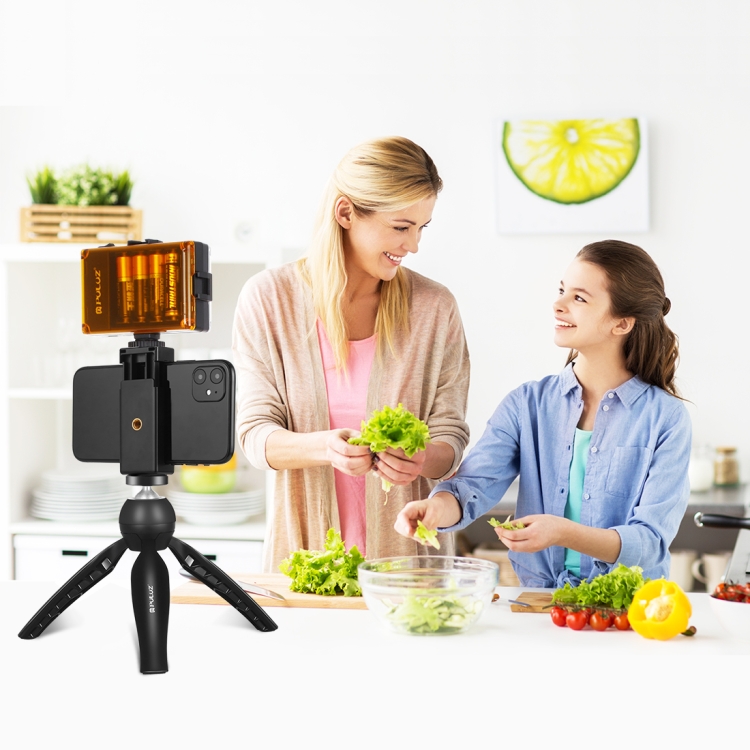 PULUZ Live broadcast kit állvány + LED lámpa + mobiltelefon tartó (PKT3131B)-2