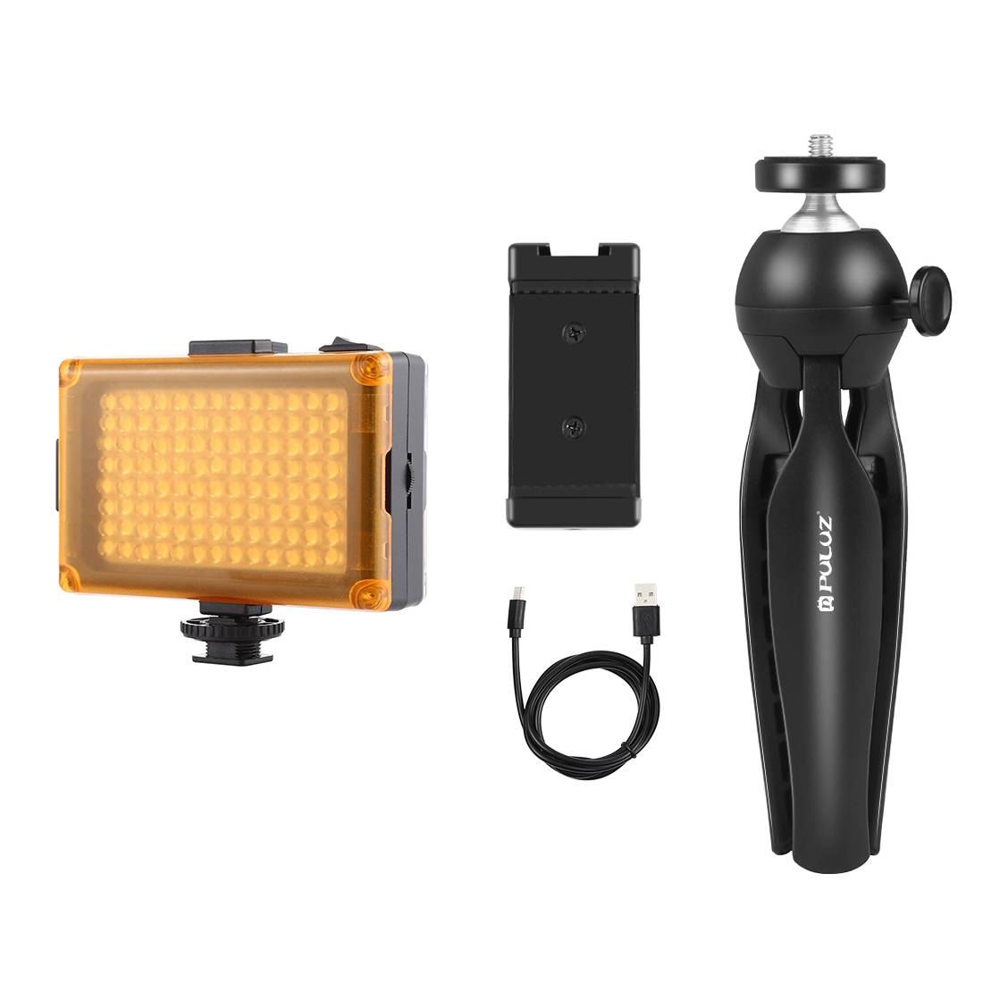 PULUZ Live broadcast kit állvány + LED lámpa + mobiltelefon tartó (PKT3131B)-1