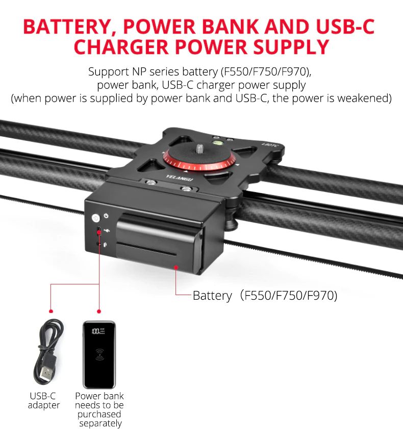 YELANGU L60TC 60cm motoros karbon kamera slider-3