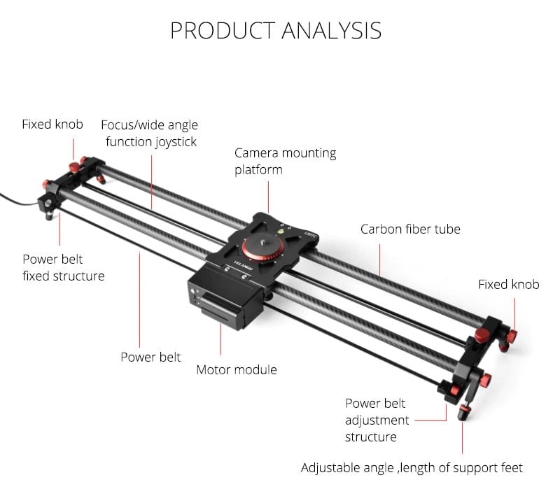 YELANGU L60TC 60cm motoros karbon kamera slider-2