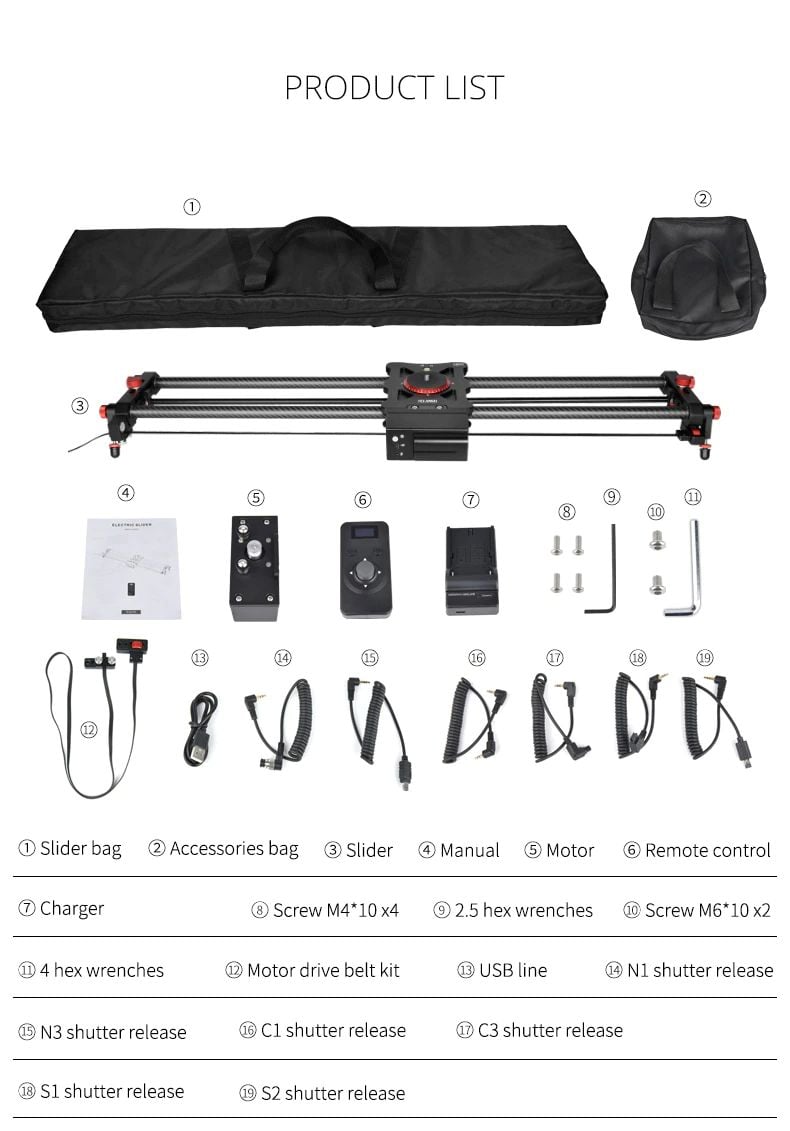 YELANGU L60TC 60cm motoros karbon kamera slider-13