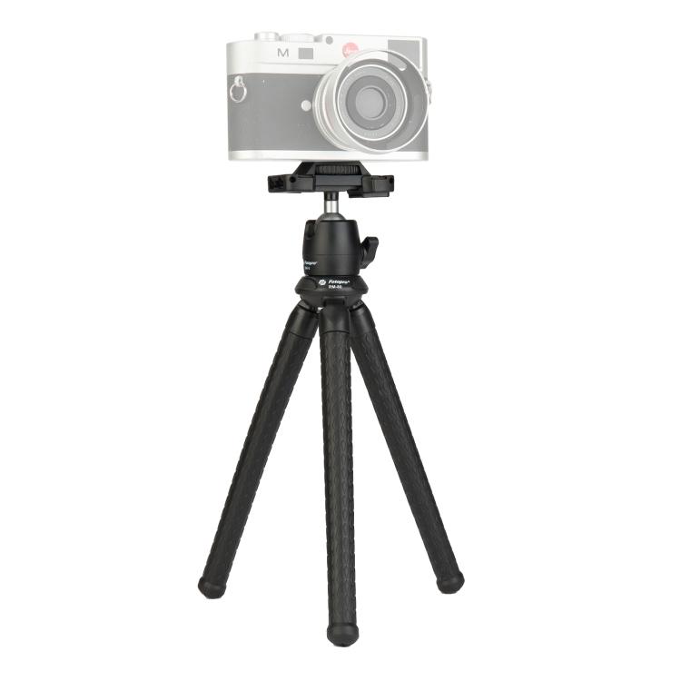 Fotopro RM-80 flexibilis mini tripod, állvány 360 fokos gömbfejjel, mobiltelefon tartóval, 1/4-es csatlakozással-0