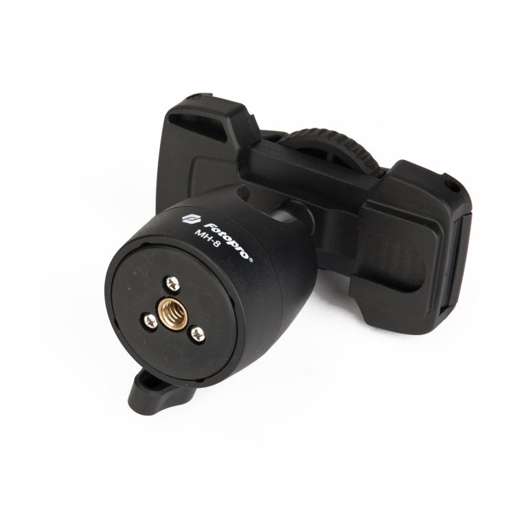 Fotopro RM-80 flexibilis mini tripod, állvány 360 fokos gömbfejjel, mobiltelefon tartóval, 1/4-es csatlakozással-2
