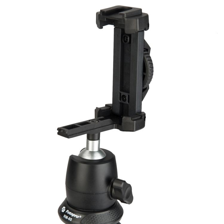 Fotopro RM-80 flexibilis mini tripod, állvány 360 fokos gömbfejjel, mobiltelefon tartóval, 1/4-es csatlakozással-5