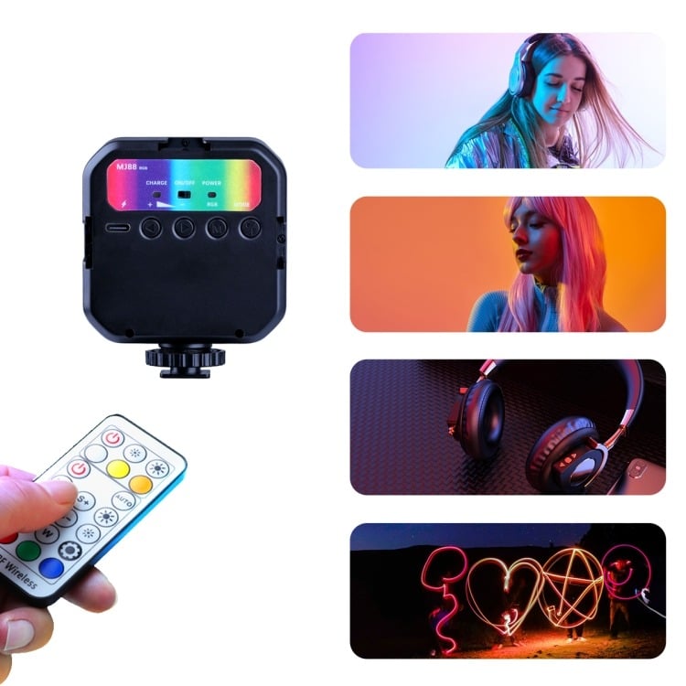 MJ88 mini RGB LED lámpa, videólámpa távirányítóval-0