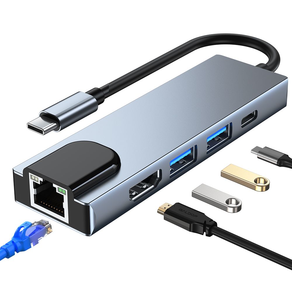 Tech-Protect V3 TYPE-C HUB Adapter 5in1 szürke-5