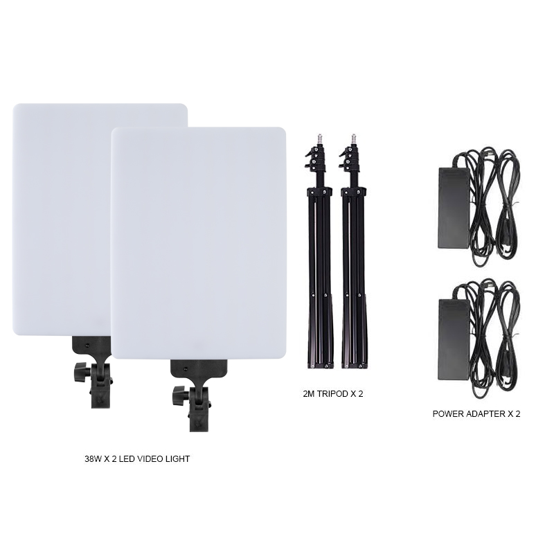 2x38W LED lámpa, stúdió világítás szett állvánnyal, 2700-6500K (FX-LED530)-2