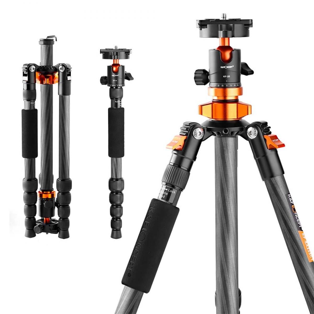 KF Concept SA225C1 karbon fényképező állvány, tripod gömbfejjel (KF09.094)-0