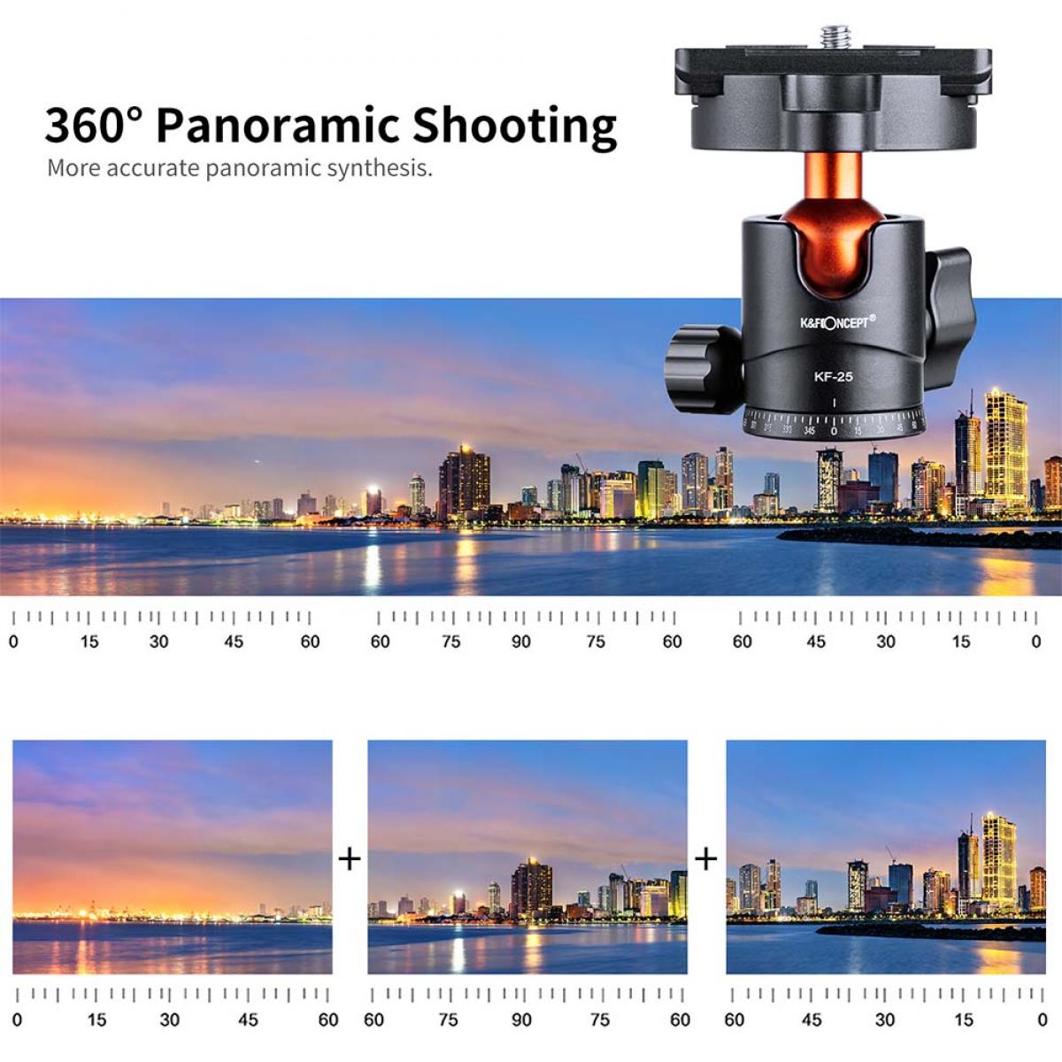 KF Concept SA225C1 karbon fényképező állvány, tripod gömbfejjel (KF09.094)-5