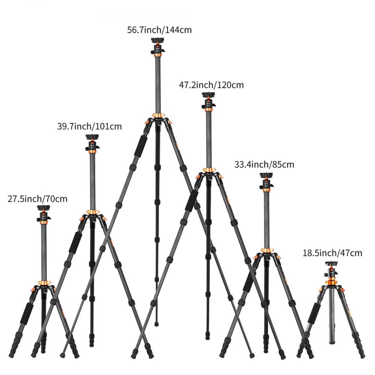 KF Concept SA225C1 karbon fényképező állvány, tripod gömbfejjel (KF09.094)-2