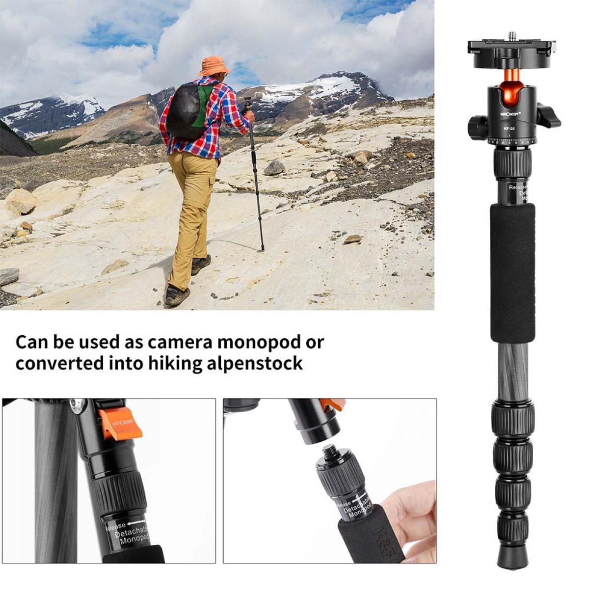 KF Concept SA225C1 karbon fényképező állvány, tripod gömbfejjel (KF09.094)-6