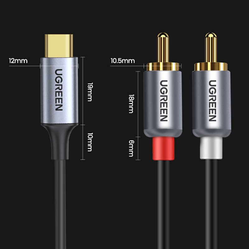 Ugreen USB Type-C  - 2RCA audio kábel 1.5m szürke (20193 CM451)-3